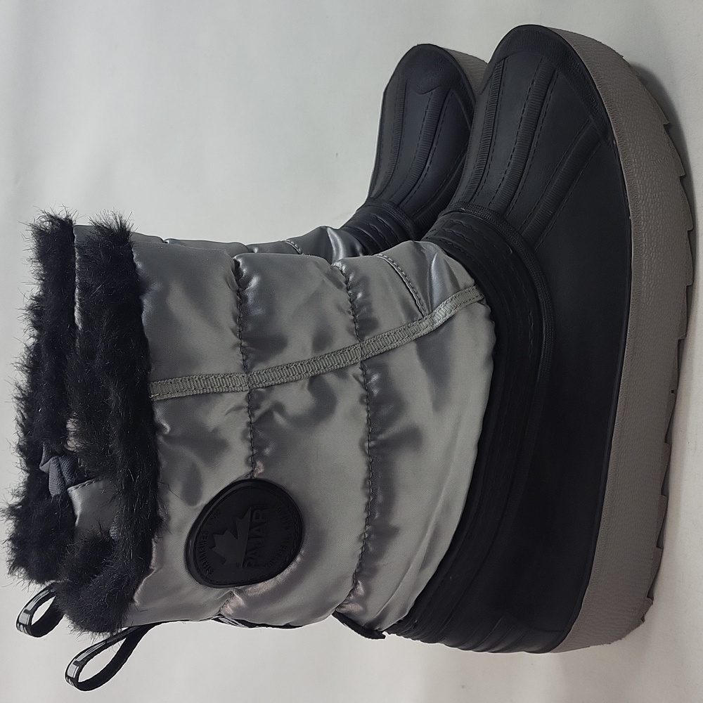 Pajar Canada Spacey Women's Waterproof Winter Duck Boot Faux Fur Silver Black